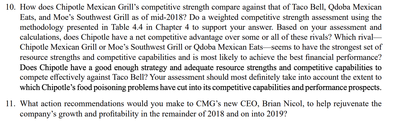 10. How does Chipotle Mexican Grill's competitive