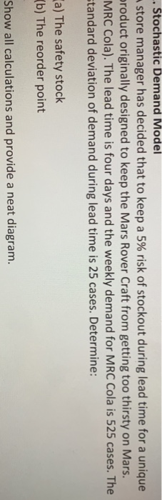 .. Stochastic Demand Model store manager has