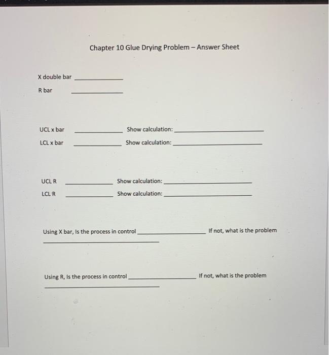 Solve the glue drying problem. Chapter 10 Glue