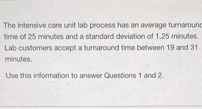 The intensive care unit lab process has an