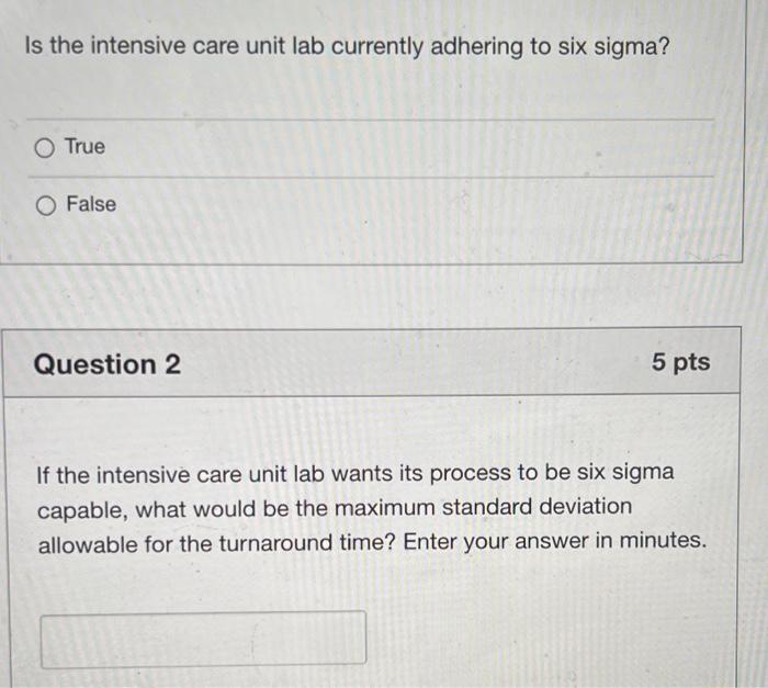 The intensive care unit lab process has an