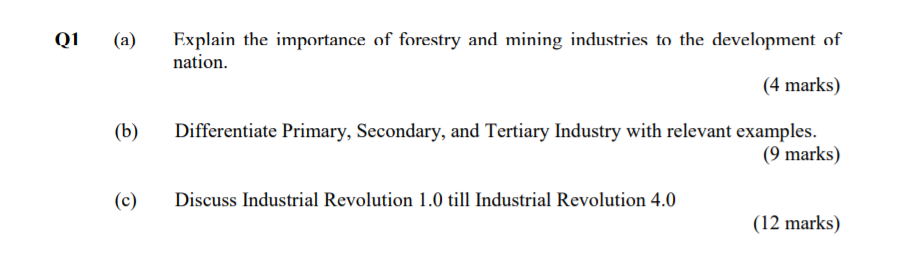 SUBJECT: INDUSTRIAL TECHNOLOGY, PLS ANSWER ASAP !