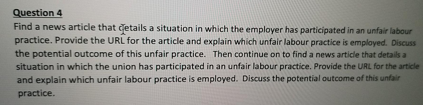 Question 4 Find a news article that details a