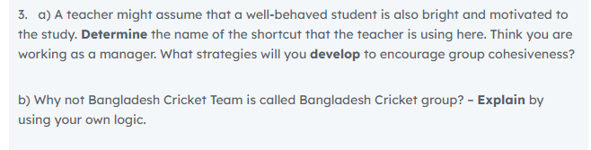 3. a) A teacher might assume that a well-behaved