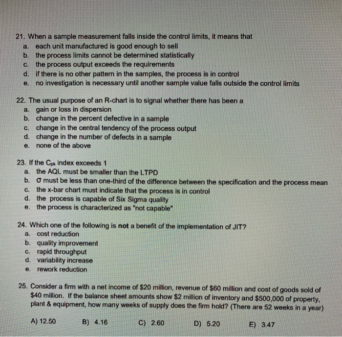 21-25 a. 21. When a sample measurement falls