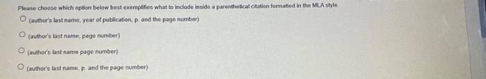 Please choose which option below best exemplifies