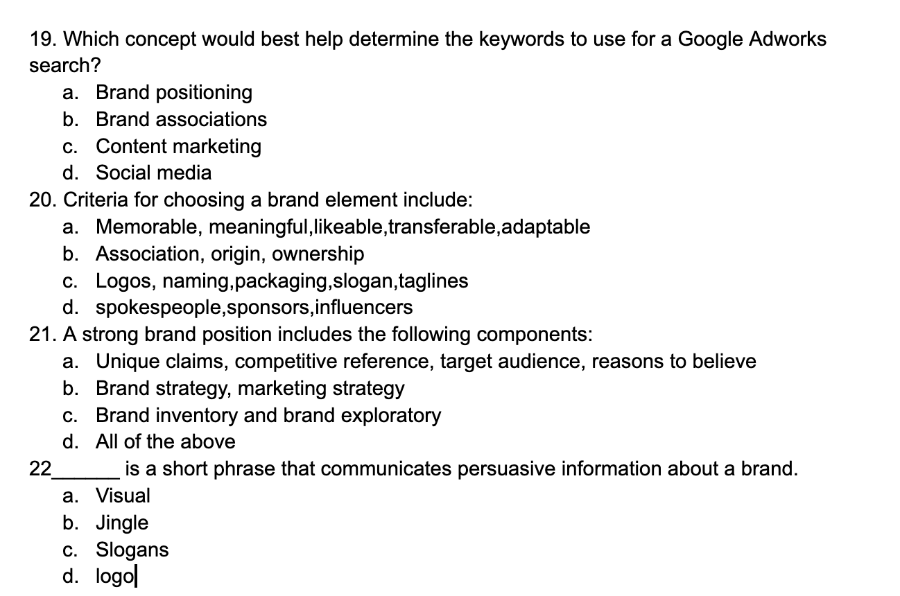 19. Which concept would best help determine the