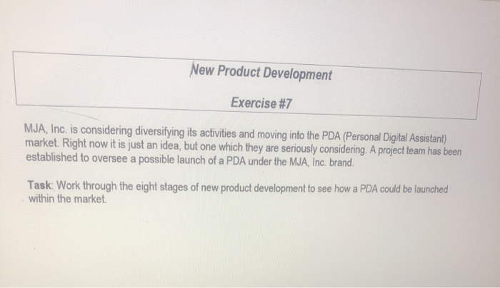 New Product Development Exercise #7 MJA, Inc. is