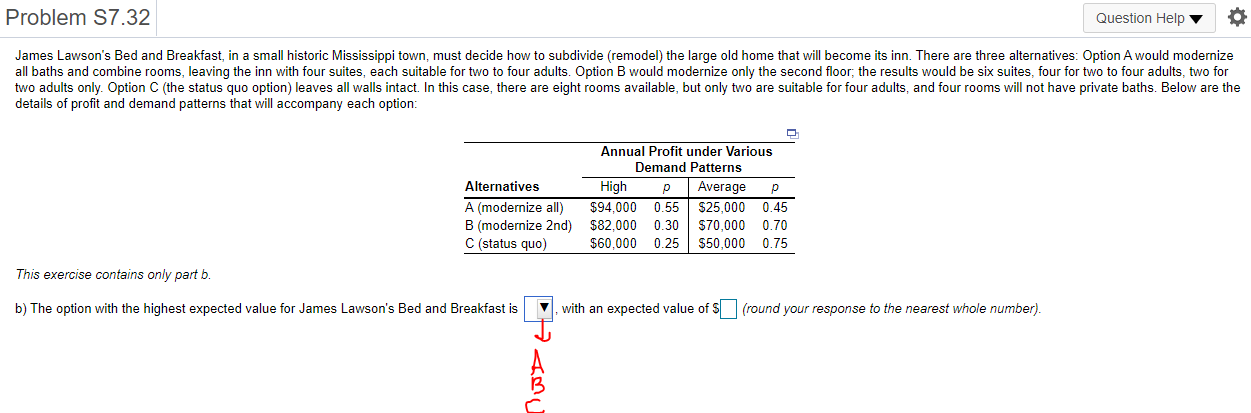 Problem S7.32 Question Help 0 James Lawson's Bed