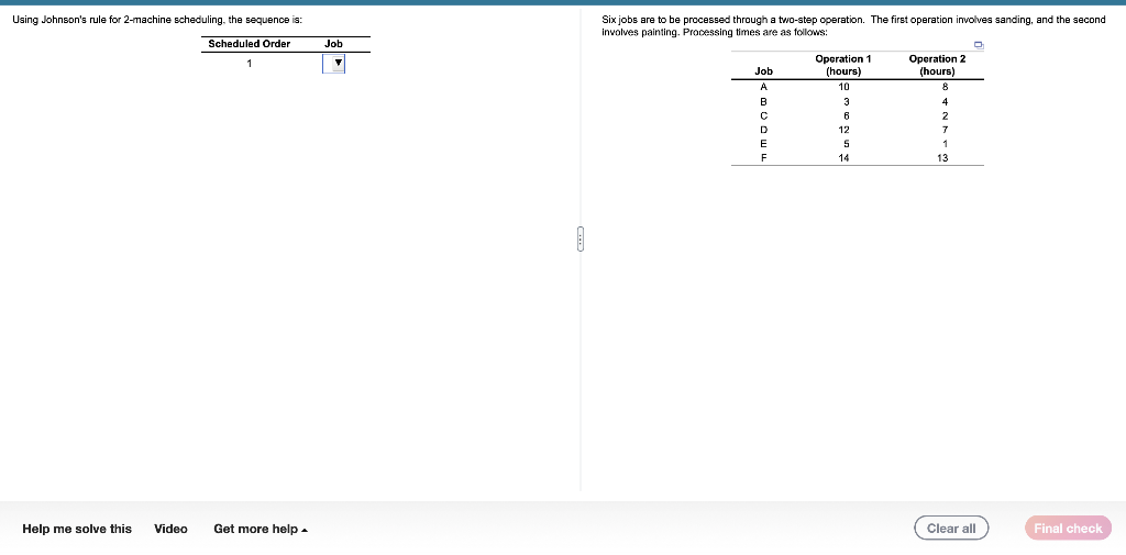 Using Johnson's rule for 2-machine scheduling,