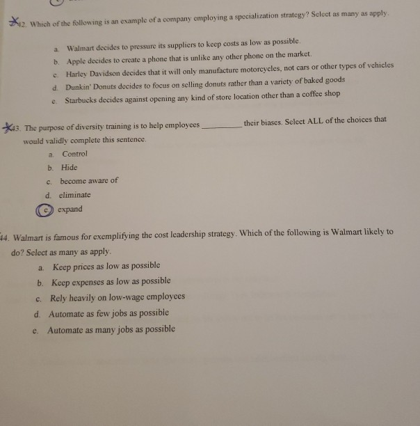 All 3 are : SELECT ALL THAT APPLY 2. Which of the