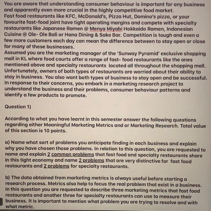 You are aware that understanding consumer