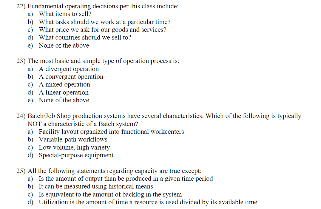 22) Fundamental operating decisions per this