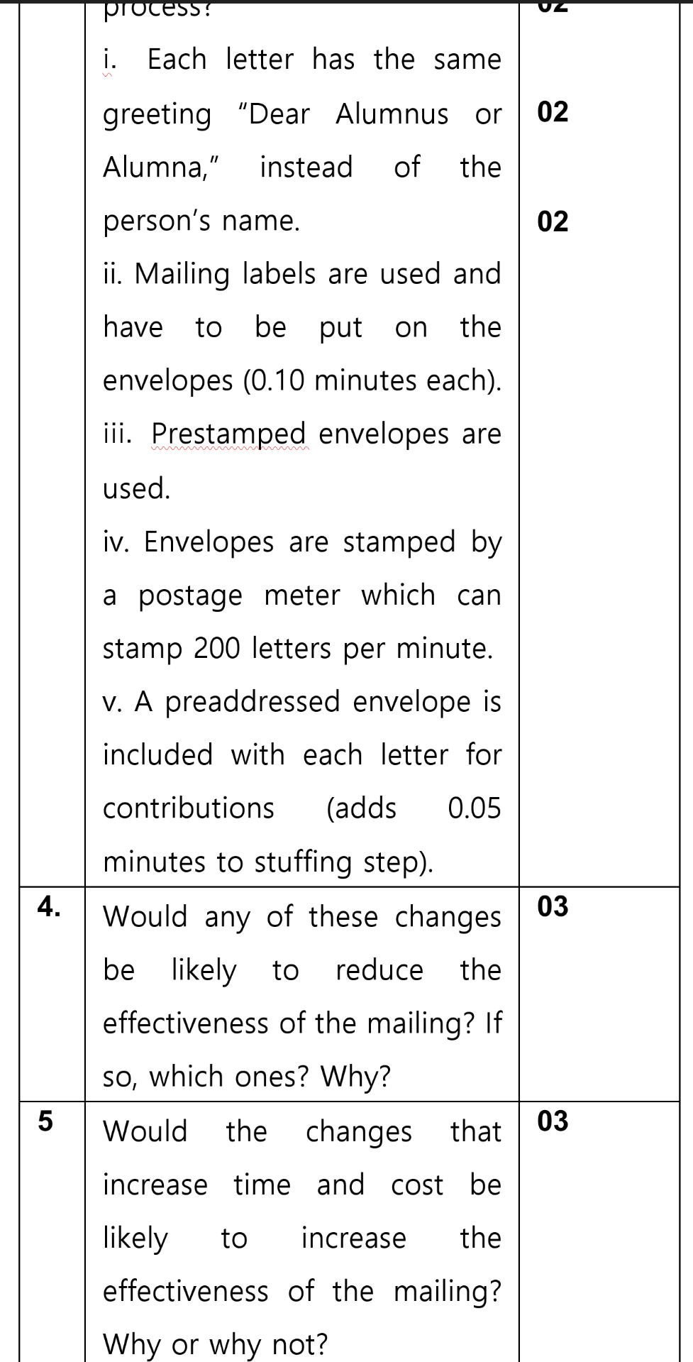 4. 5 process? i. Each letter has the same