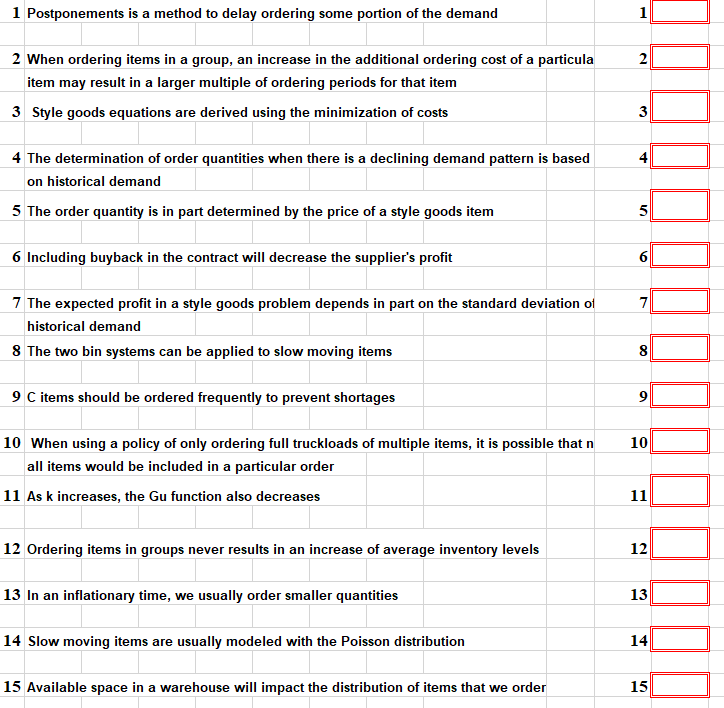 Ture or False 1 Postponements is a method to