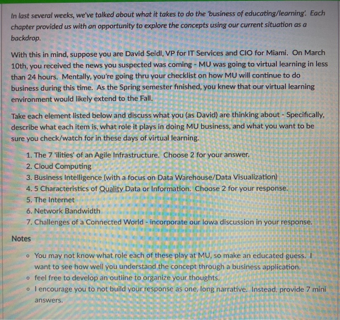 In last several weeks, we've talked about what it