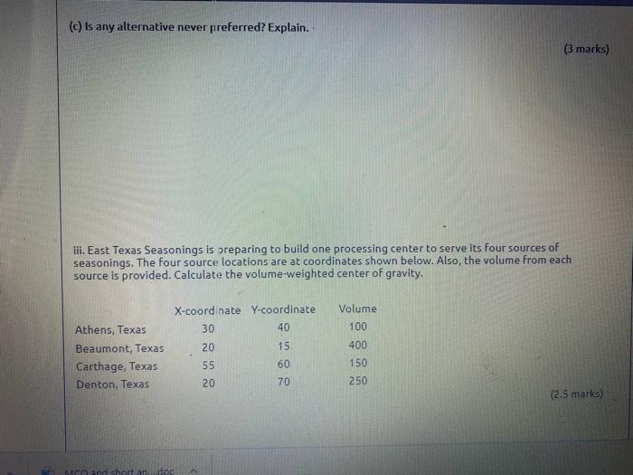 (c) is any alternative never preferred? Explain.