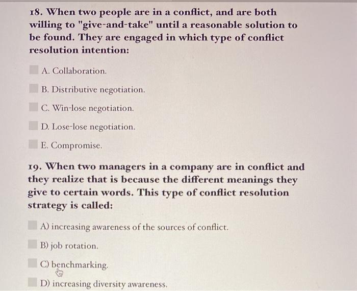 18. When two people are in a conflict, and are