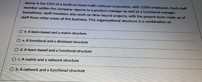 Janine is the CEO of a medium-sized