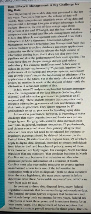 Data Lifecycle Management: A Big Challenge for