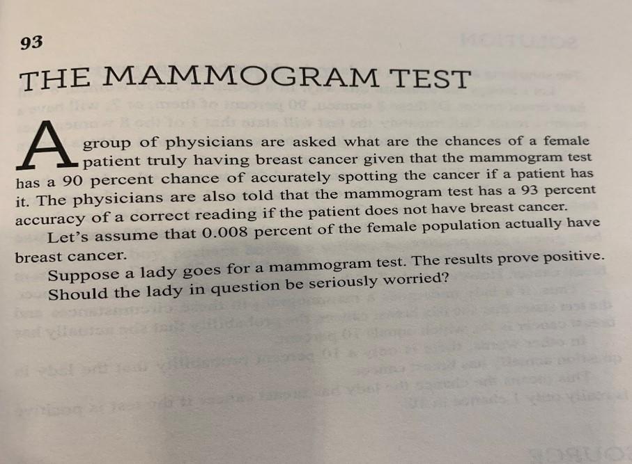 93 THE MAMMOGRAM TEST A group of physicians are