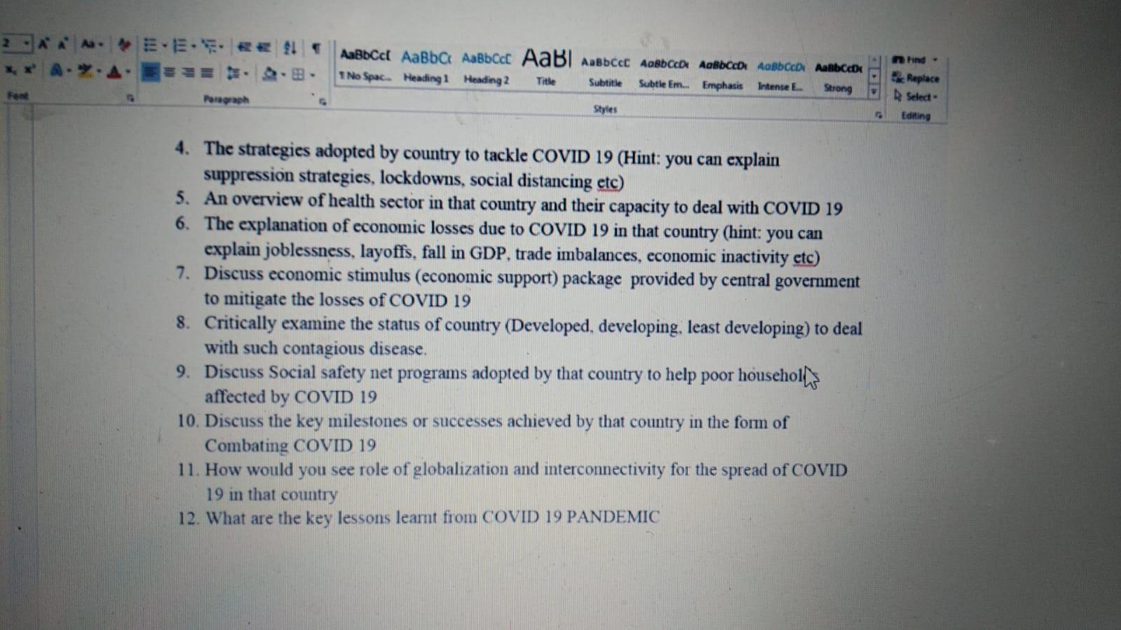 Format guidelines Font 12 point times new roman