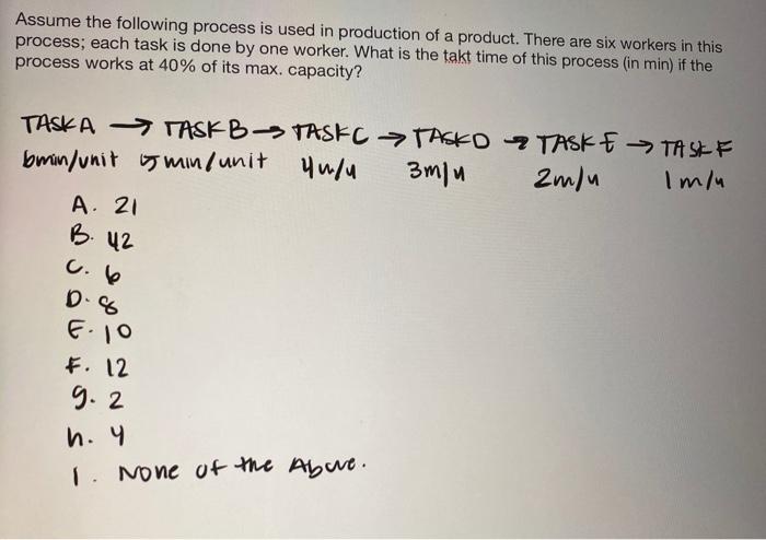 Assume the following process is used in