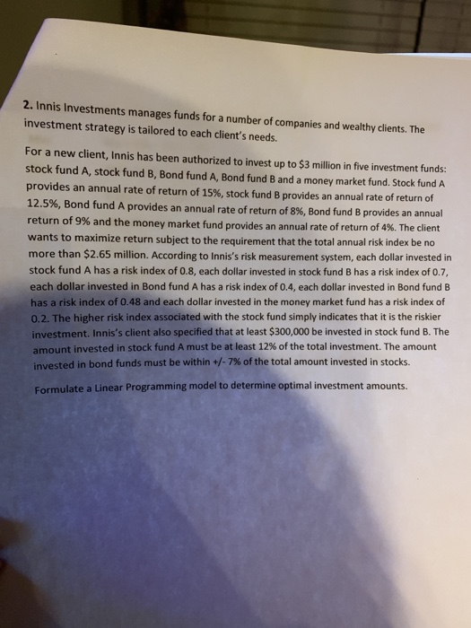 2. Innis Investments manages funds for a number