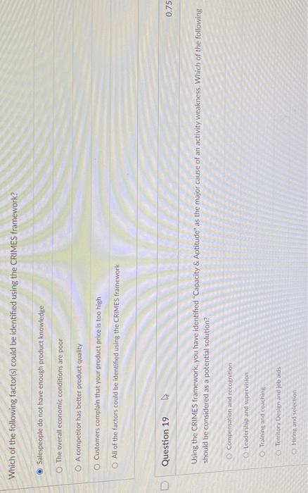 D Which of the following factor(s) could be