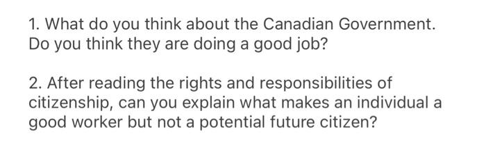 1. What do you think about the Canadian