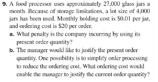 9. A food processor uses approximately 27,000