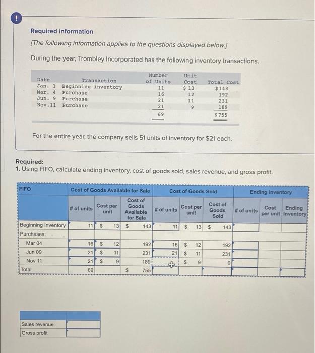 Required information [The following information