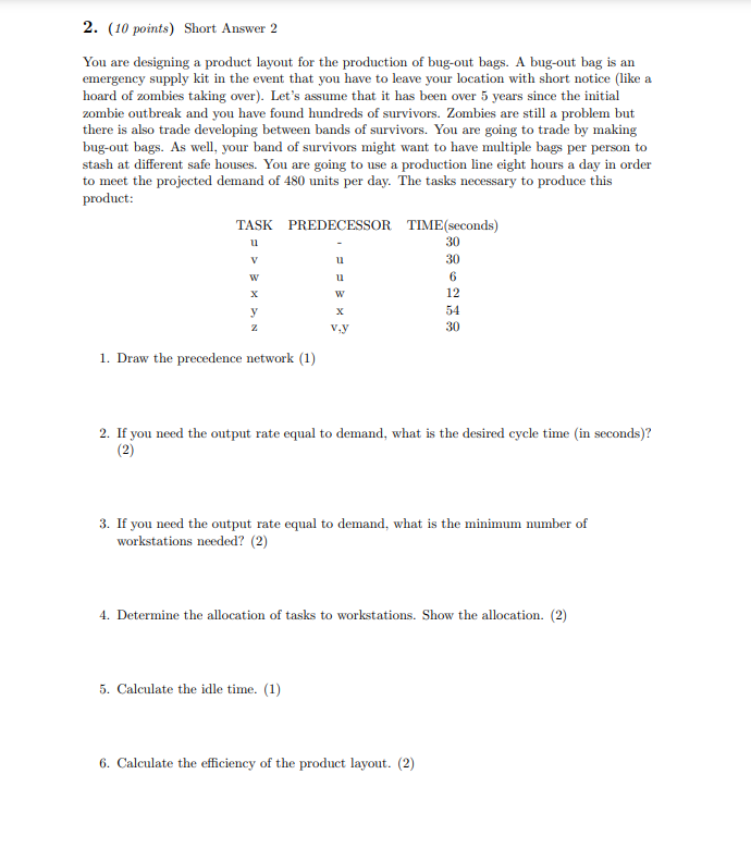 2. (10 points) Short Answer 2 You are designing a