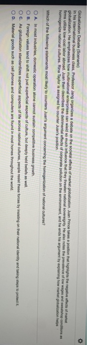 Globalization Debate (Scenario) In his