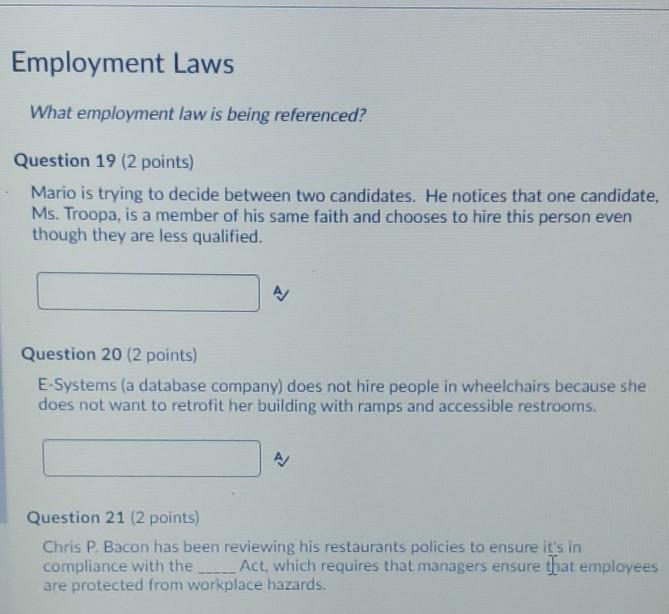 Employment Laws What employment law is being