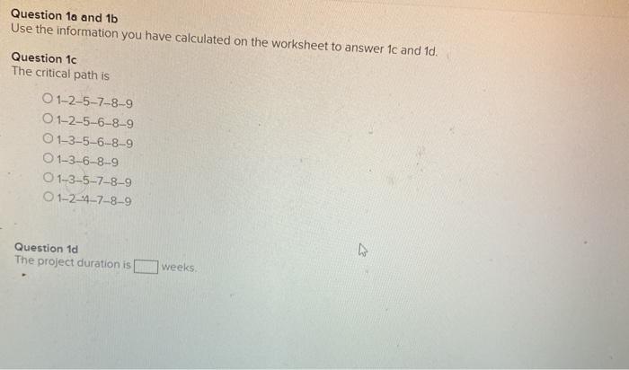 Question 1a and 1b Use the information you have