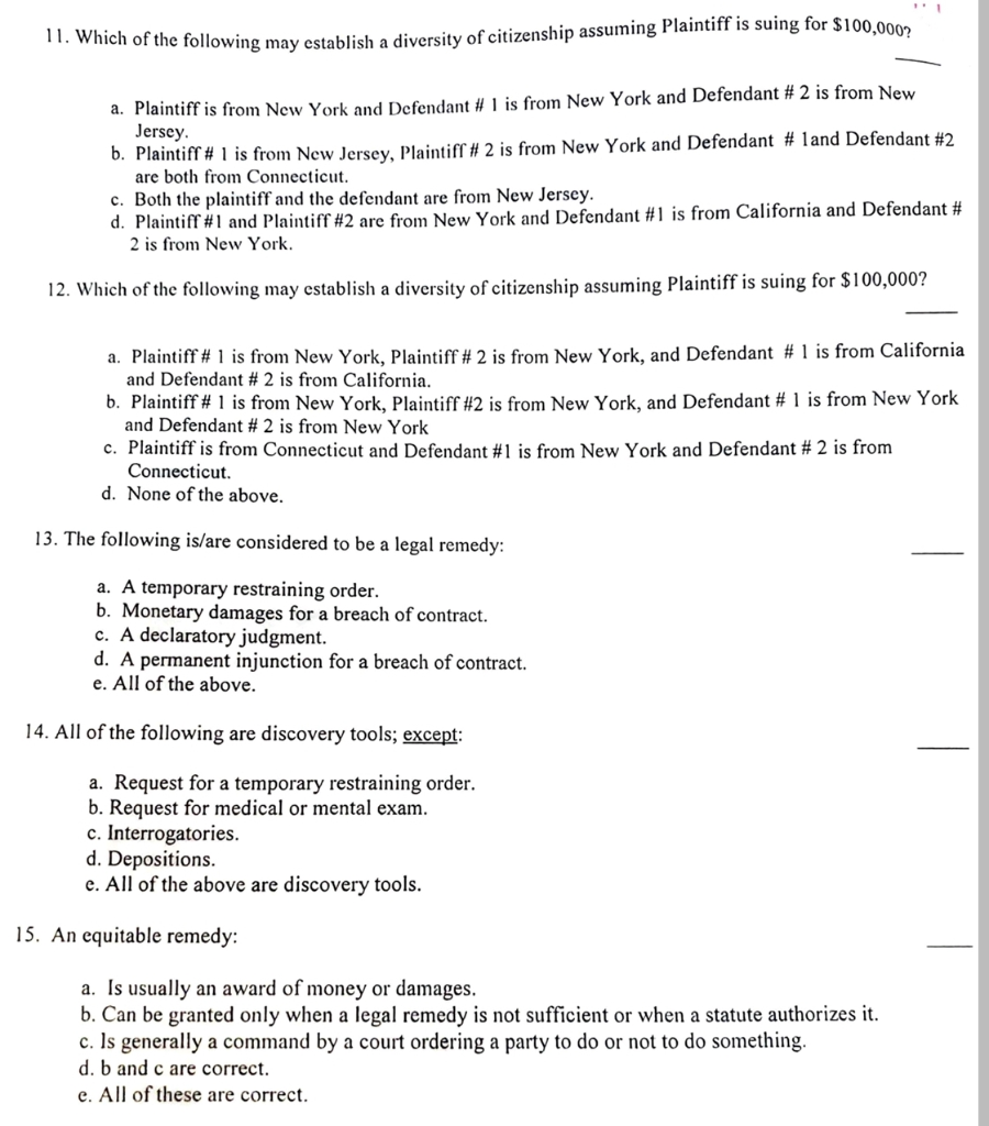 Multiple Choice Question? 2. Common law is a.