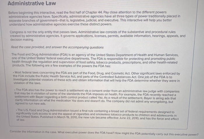 Administrative Law Before beginning this