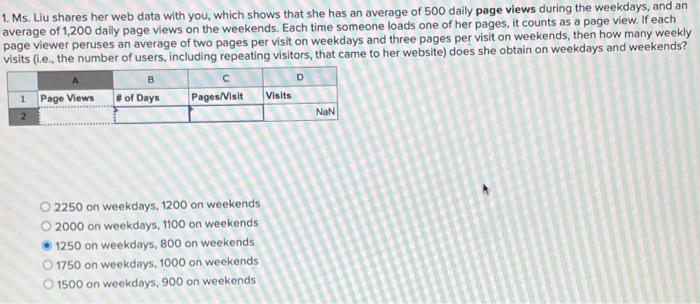 i just need the excel part please! 1. Ms. Liu