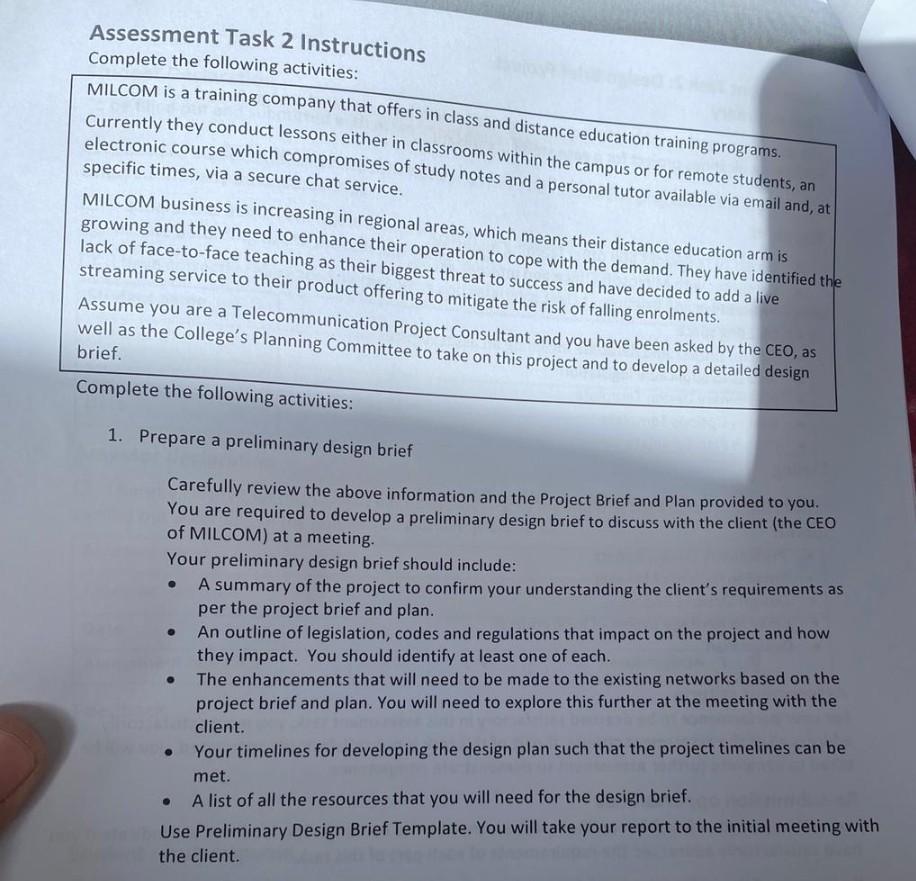 Assessment Task 2 Instructions Complete the