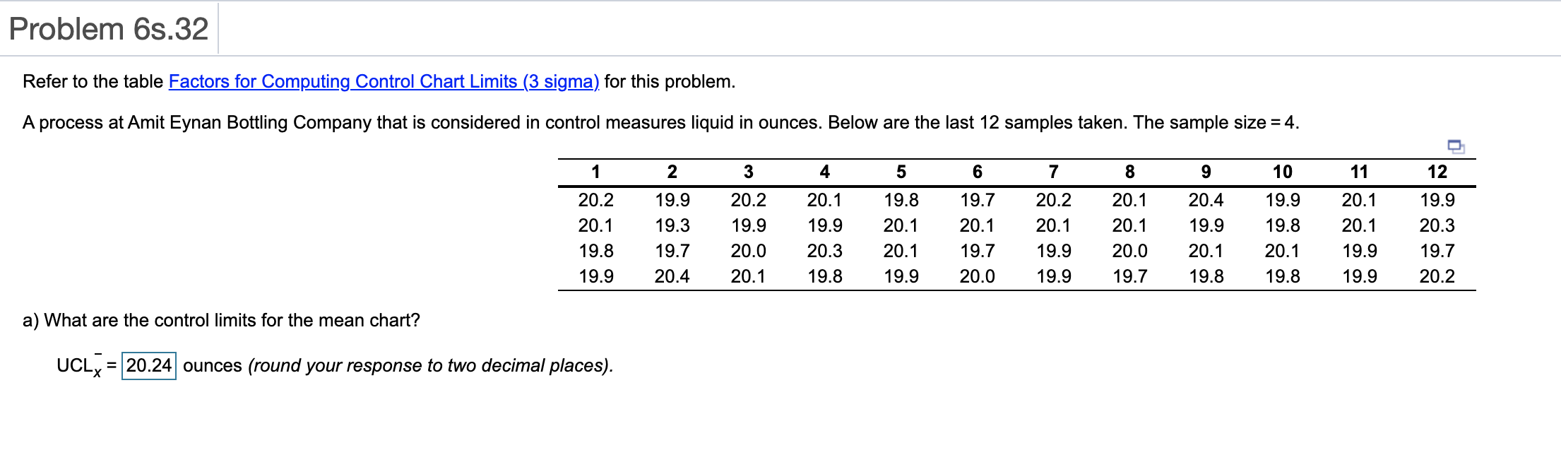 Problem 6s.32 Refer to the table Factors for