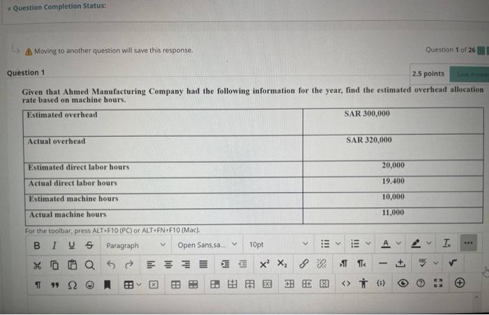 Question Completion Status: Moving to another