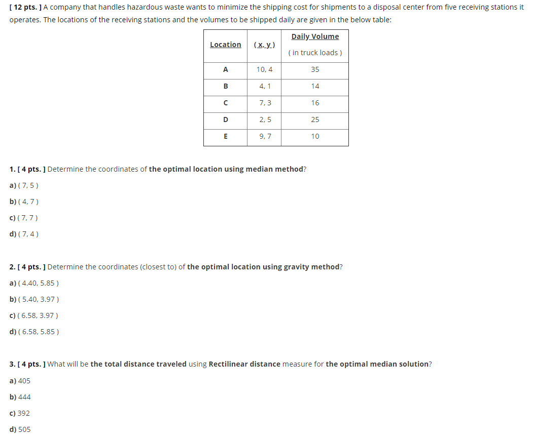 with the solution, please. [ 12 pts. ] A company