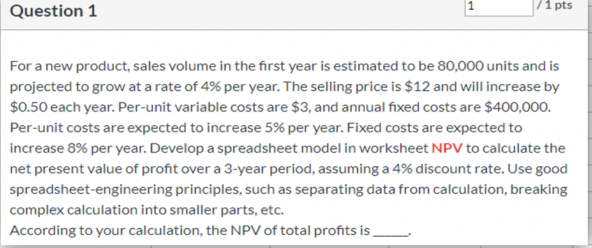 A B C D E F G I 1 J / 1 pts Question 1 80000