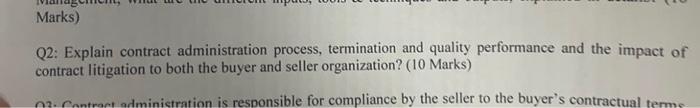 Marks) Q2: Explain contract administration