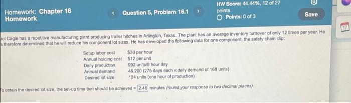 answer all Homework: Chapter 16 Homework Question