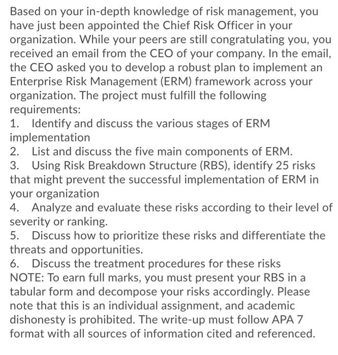 Based on your in-depth knowledge of risk