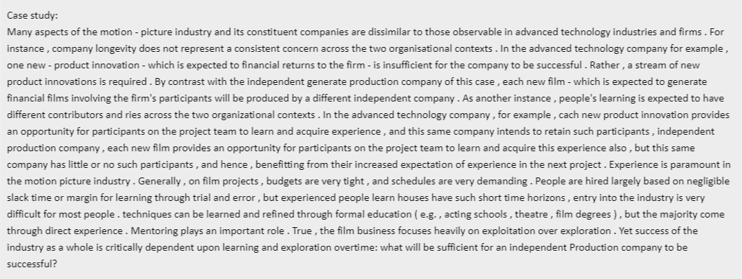 Case study: Many aspects of the motion - picture