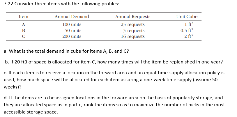 Need help in C and D only. Thanks 7.22 Consider