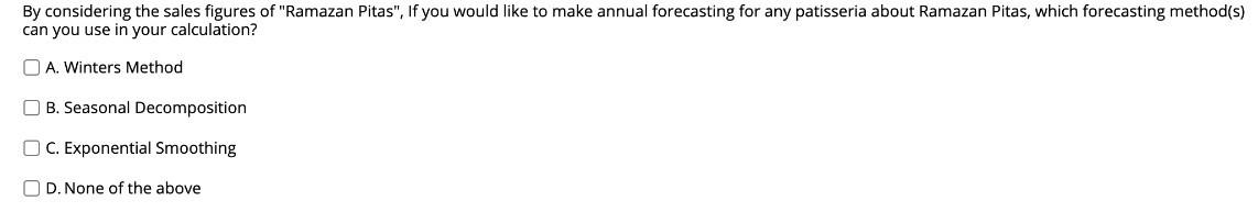 By considering the sales figures of "Ramazan